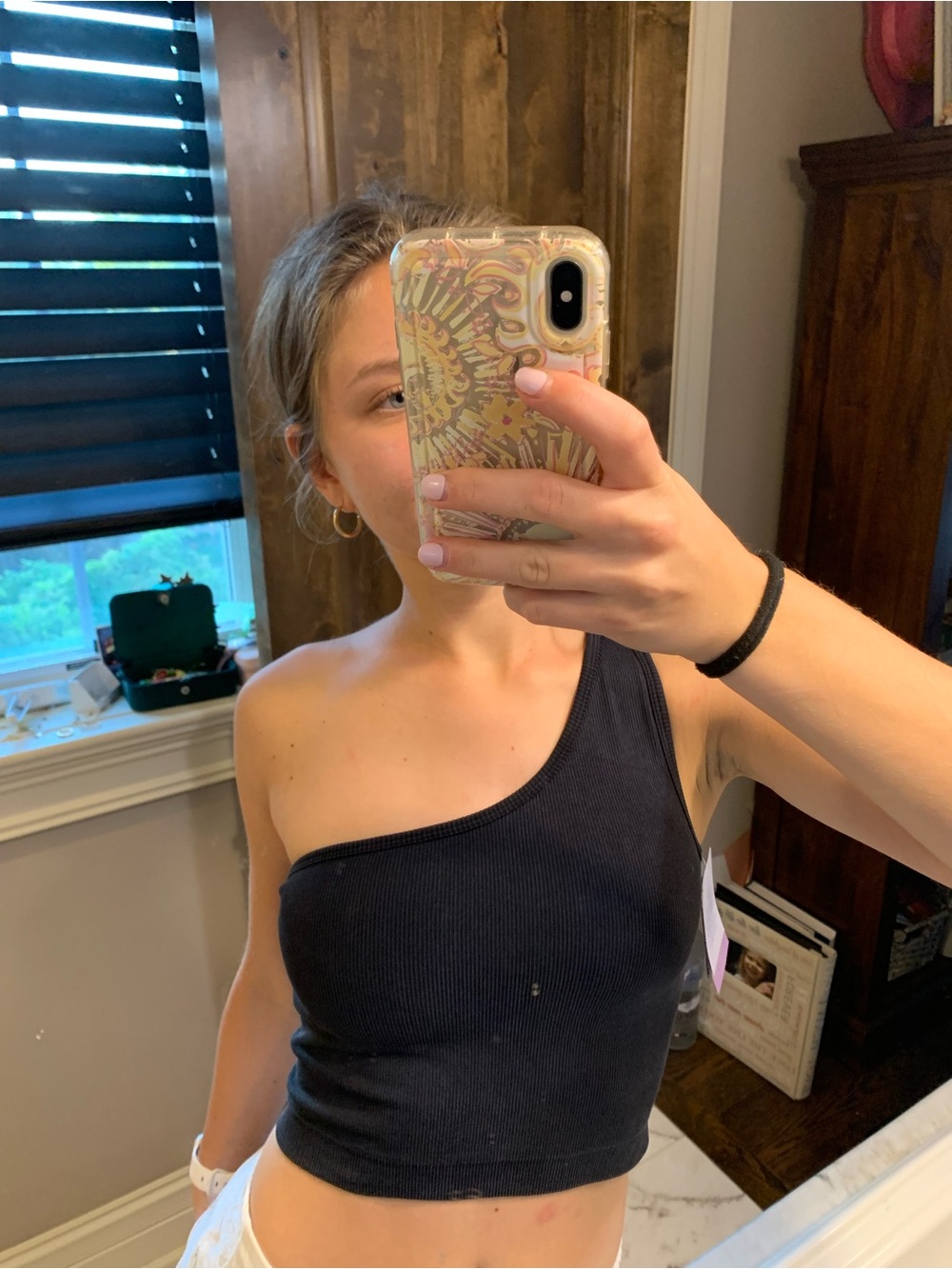 Joy Lab NWT One-Shoulder Ribbed Cropped Tank Top - Black